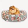 COUSSIN DONUT XL EN LIN DOGS LOVER GRIS - CHIEN OU CHAT